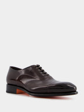 Santoni Polished Brown Leather Oxford Shoes