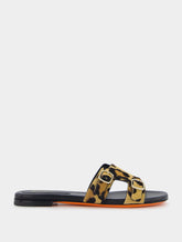 Santoni Leopard-Print Double-Buckle Leather Slides