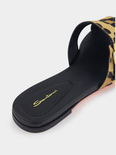 Santoni Leopard-Print Double-Buckle Leather Slides