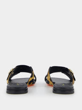 Santoni Leopard-Print Double-Buckle Leather Slides