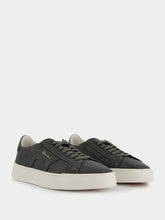Santoni Logo-Print Contrasting-Sole Leather Sneakers