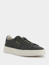 Santoni Logo-Print Contrasting-Sole Leather Sneakers