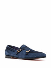 Santoni Suede Double-Buckle Loafer