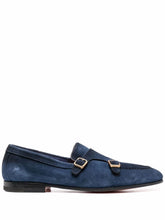 Santoni Suede Double-Buckle Loafer