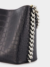 Stella McCartney Frayme Croc-Effect Embossed Black Bucket Bag