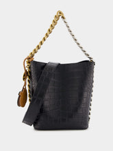 Stella McCartney Frayme Croc-Effect Embossed Black Bucket Bag