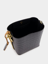 Stella McCartney Frayme Croc-Effect Embossed Black Bucket Bag