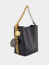 Stella McCartney Frayme Croc-Effect Embossed Black Bucket Bag