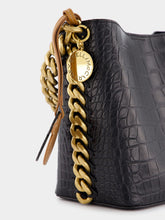 Stella McCartney Frayme Croc-Effect Embossed Black Bucket Bag