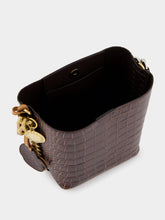 Stella McCartney Frayme Croc-Effect Embossed Brown Bucket Bag