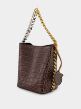 Stella McCartney Frayme Croc-Effect Embossed Brown Bucket Bag