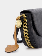 Stella McCartney Frayme Medium Croc-Effect Black Shoulder Bag