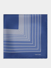 Tom Ford Geometric Print Blue Pocket Square