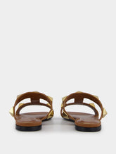 Valentino Garavani Flat Roman Stud Calfskin Slide Sandal