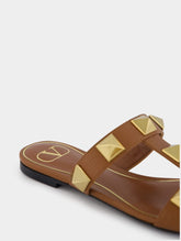 Valentino Garavani Flat Roman Stud Calfskin Slide Sandal
