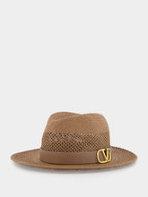 Valentino Garavani VLOGO Leather-Paper Fedora Hat
