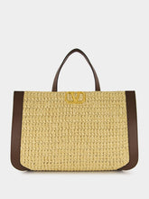 Valentino Garavani VLogo Raffia and Leather Tote