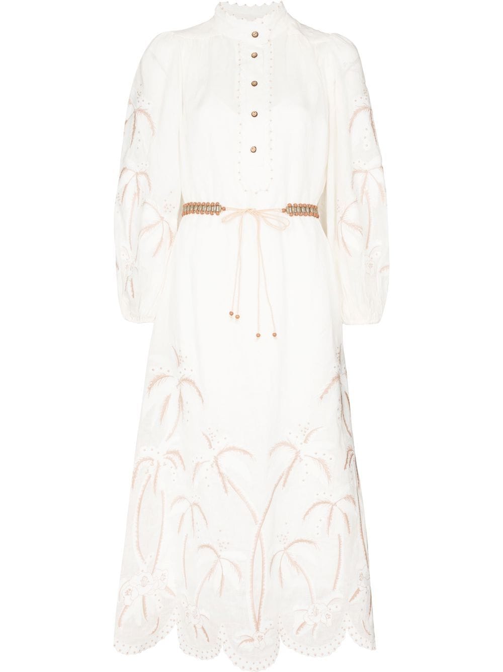 Zimmermann Linen Midi Dress Ivory