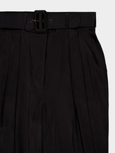Zimmermann Tuck Wide-Leg Black Silk Trousers