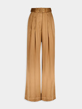 Zimmermann Tuck Wide-Leg Brown Silk Trousers