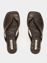 Emme Parsons Espresso Croc Meta Thong Sandals