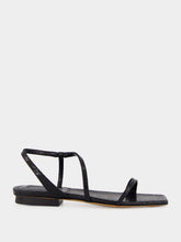 Emme Parsons Black Embossed Snake Delice Flat Sandals