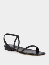 Emme Parsons Black Embossed Snake Delice Flat Sandals