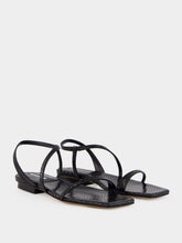 Emme Parsons Black Embossed Snake Delice Flat Sandals