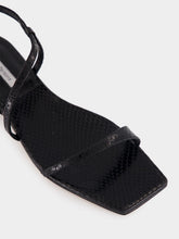 Emme Parsons Black Embossed Snake Delice Flat Sandals