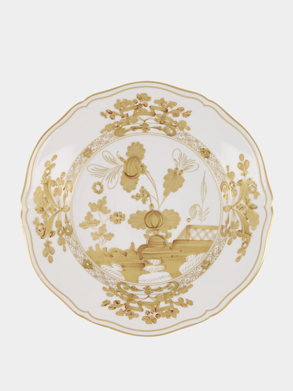 White Oriente Italiano Aurum Flat Dinner Plate