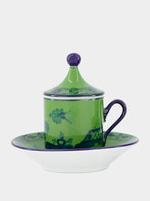 Ginori 1735 Oriente Italiano Malachite Coffee Cup with Cover