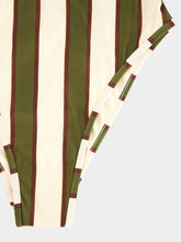 Haight Thidu Piping Swimsuit in Olive Stripes