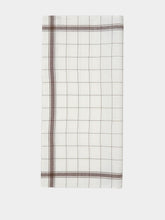 Libeco White and Brown Parma Linen Kitchen Towel