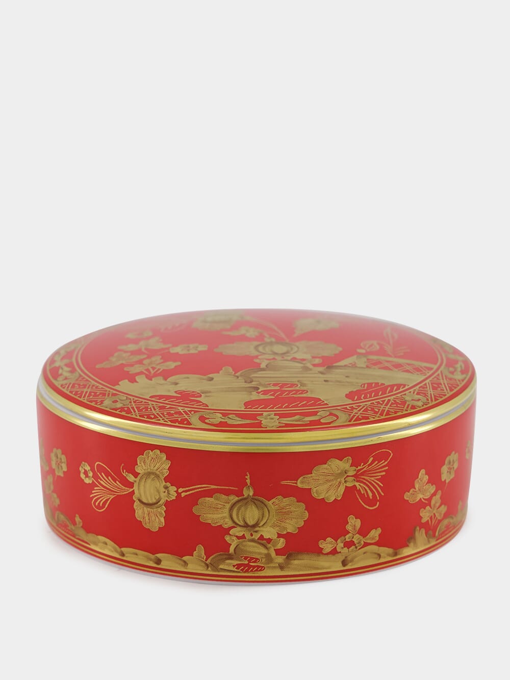 Red Oriente Italiano Rubrum Trinket Box with Gold Detailing