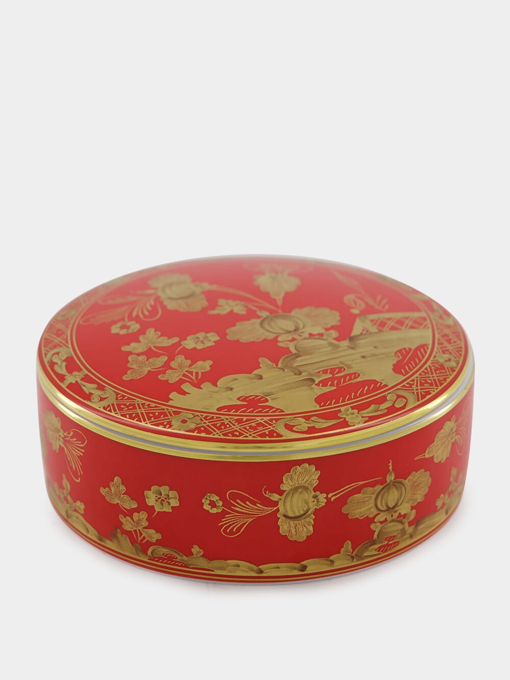 Red Oriente Italiano Rubrum Trinket Box with Gold Detailing