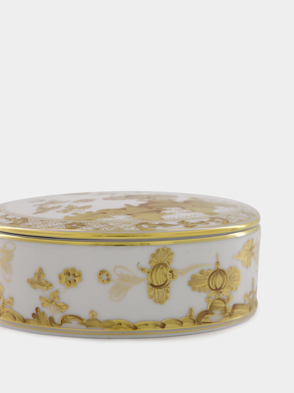 White Oriente Italiano Aurum Trinket Box with Gold Detailing