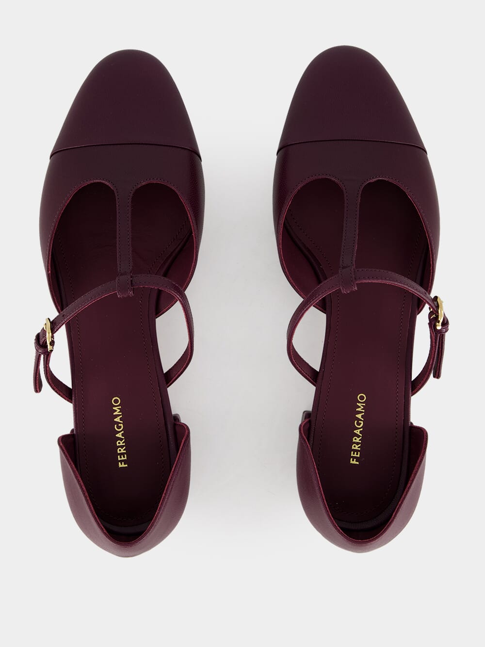 Oxblood Mid-Heel Leather Sandals