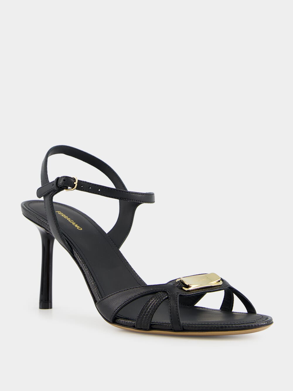 Black Strappy Sandal with Vara Buckle