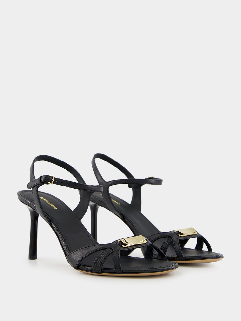 Black Strappy Sandal with Vara Buckle