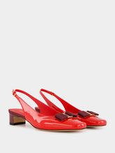 Ferragamo Flame Red Patent Vara Bow Slingback