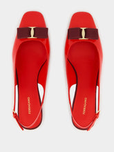 Ferragamo Flame Red Patent Vara Bow Slingback