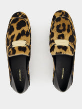 Ferragamo Elaine Leopard-Print Loafers with Gold Ornament