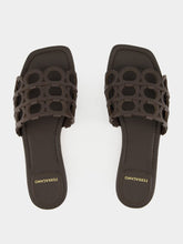 Ferragamo Brown Gancini Chain Leather Slides