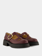 Ferragamo Oxblood Chunky Leather Buckle Loafers