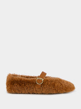 Ferragamo Cedar Brown Shearling Ballet Flats