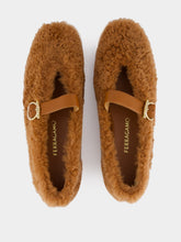 Ferragamo Cedar Brown Shearling Ballet Flats