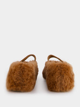 Ferragamo Cedar Brown Shearling Ballet Flats