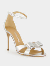 Ferragamo Silver Nappa Leather Vara Bow Sandals