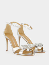 Ferragamo Silver Nappa Leather Vara Bow Sandals