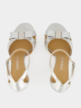 Ferragamo Silver Nappa Leather Vara Bow Sandals